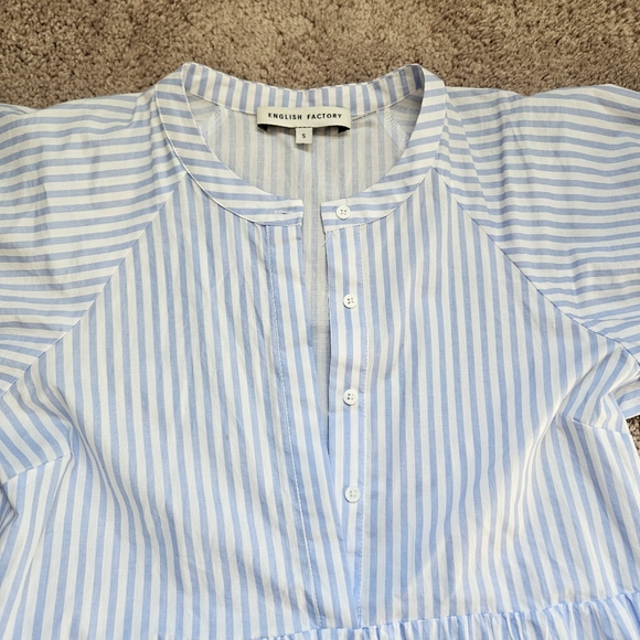 English Factory Gingham Tiered Midi Dress Womens S Blue white Cottagecore HN657D - Picture 5 of 7